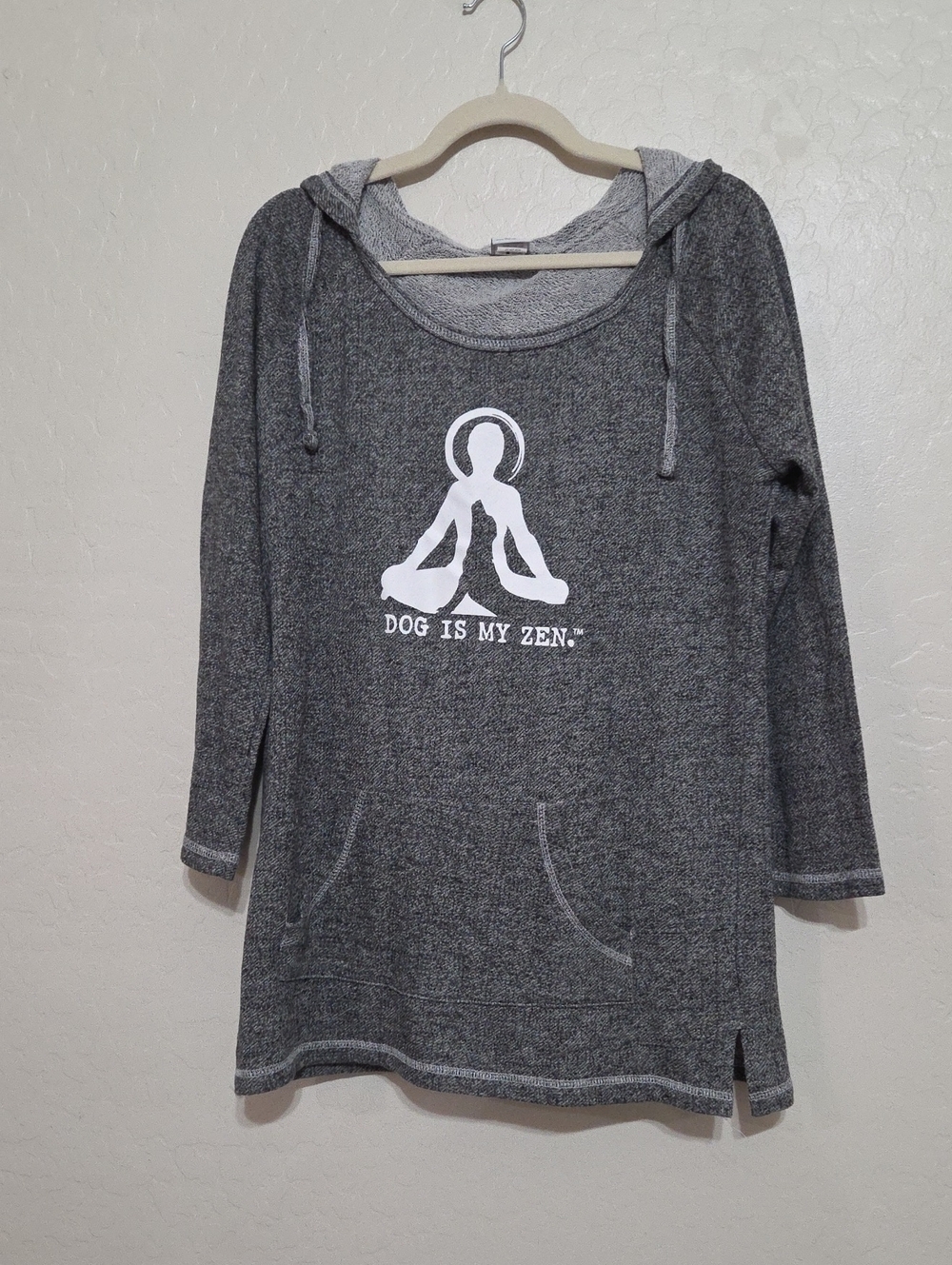 Dog Is My Zen™ Gray Hooded Tunic Sweatshirt